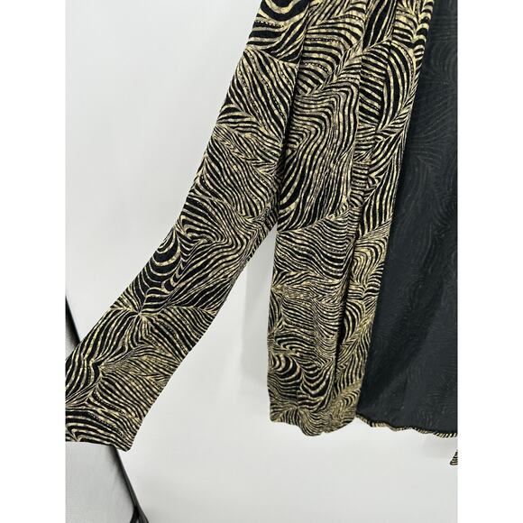 Draper's Damon's Cardigan Women 3X Black Beige Swirl Slinky Open Front Mature - Picture 3 of 7